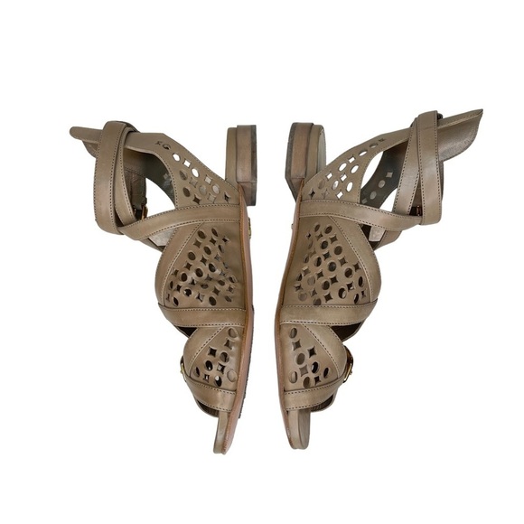 Prada Tan Leather Ankle Strap Gladiator Sandals - Picture 5 of 8